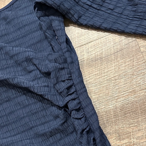 Lost Ink navy blue poof sleeve ruched Elegant Blue Dress Size 12 - Picture 11 of 12